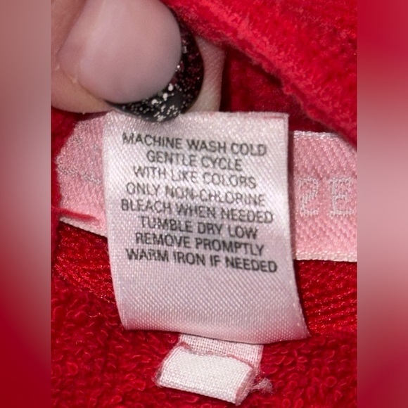 VTG Victoria's Secret Plush Robe Terry Cloth Robe Women Size M/L Red - Picture 9 of 9